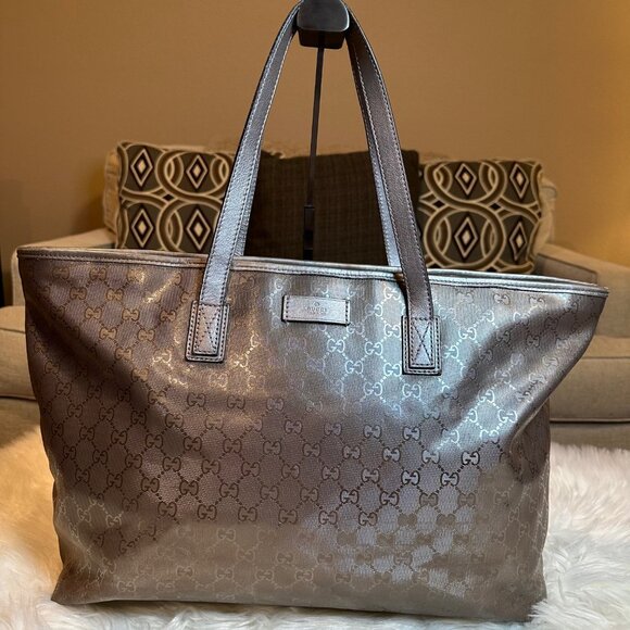 Authentic Gucci Imprime GG Monogram Large Zippered Shopping Tote Bag - Picture 3 of 14